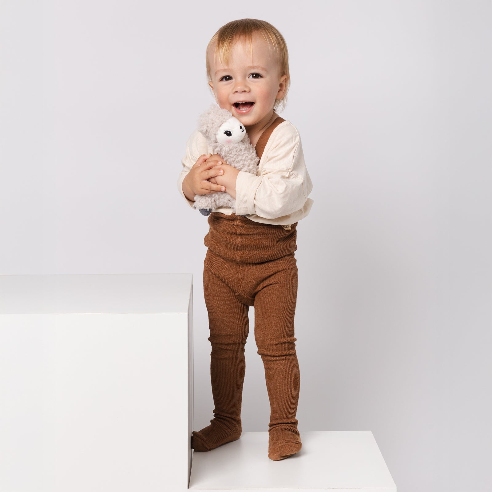 Pančuchy na traky s prímesou baby alpaky vlny -  Oriešková hnedá