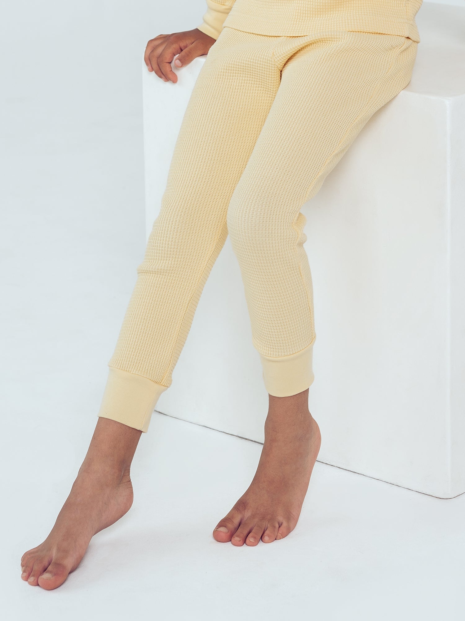 Vaflové Legíny GOTS - Jemná Žltá