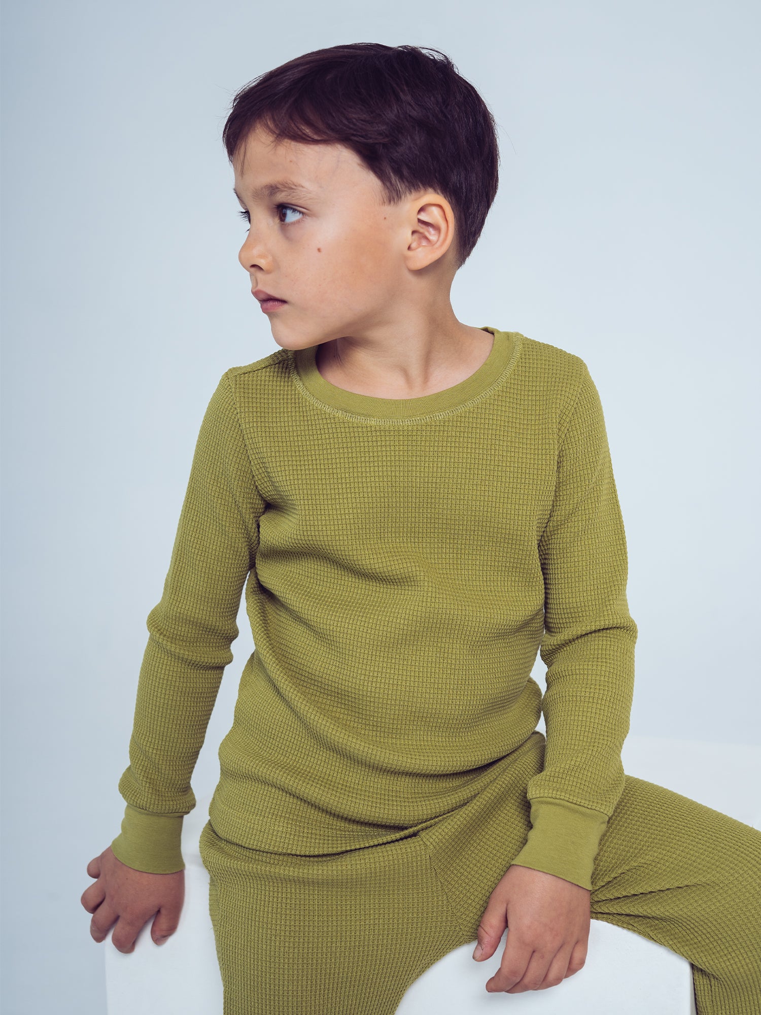 Vaflové Tričko GOTS - Olivová Zelená