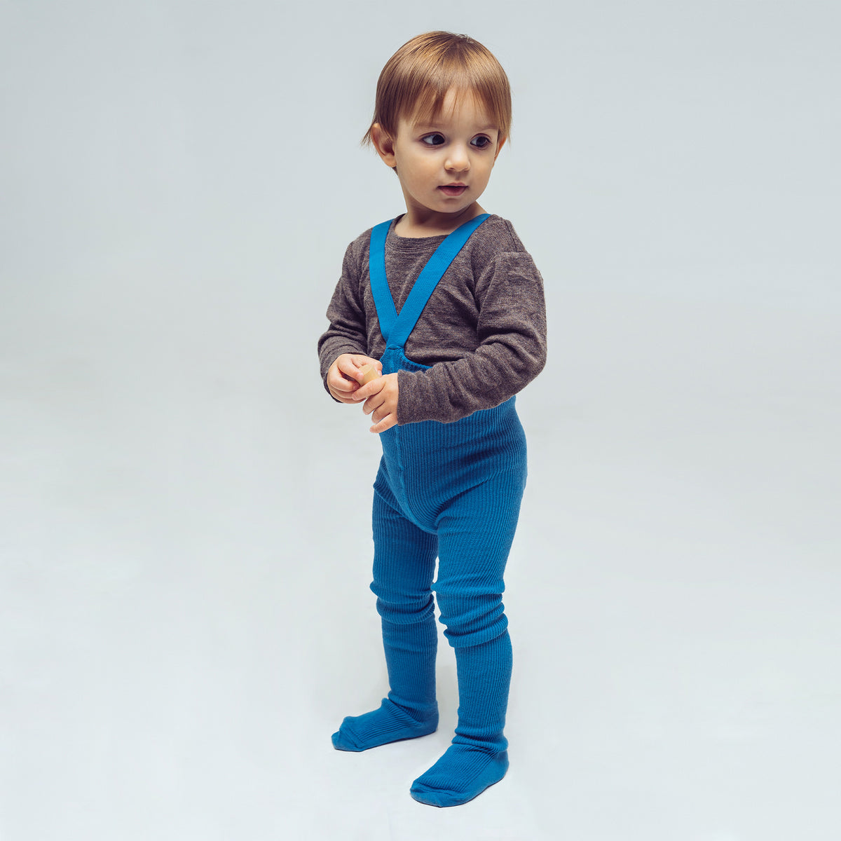 PEQNE Footed Children Tights with Braces in French Blue